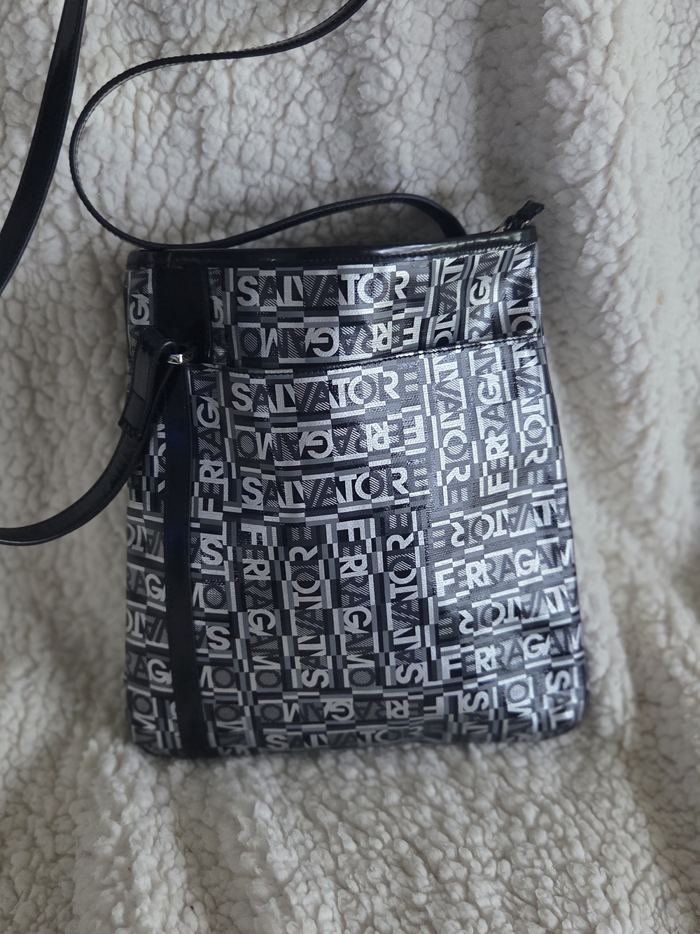 Salvatore Ferragamo Black Logo Crossbody Bag